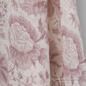 Flower patterned 100% linen fabric.