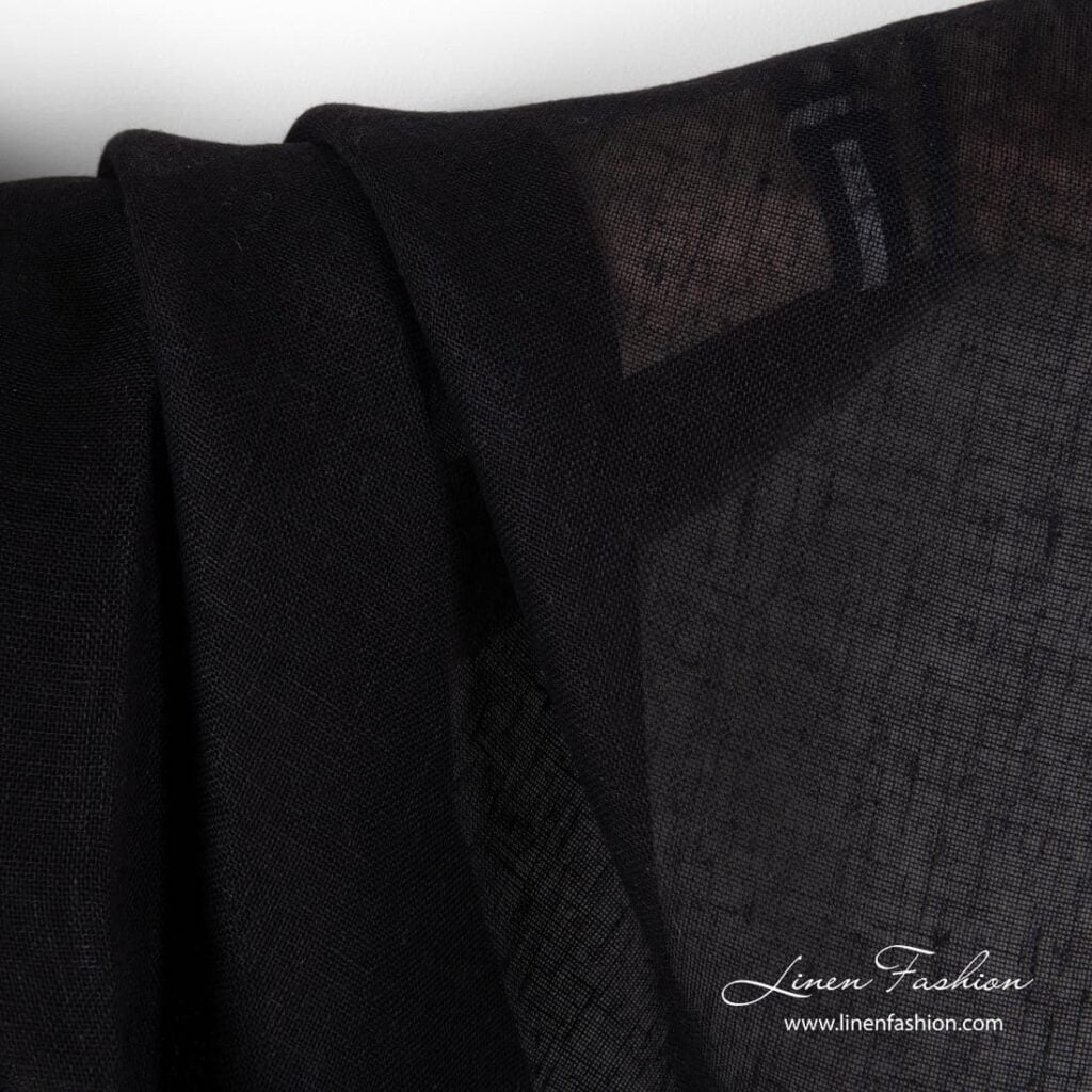 Transparent black linen fabric.