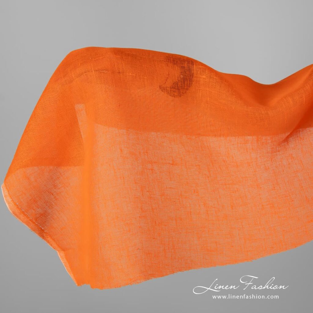 Linen fabric bright orange gauze.