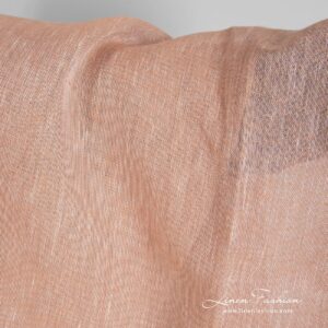 Peach linen fabric in white melange