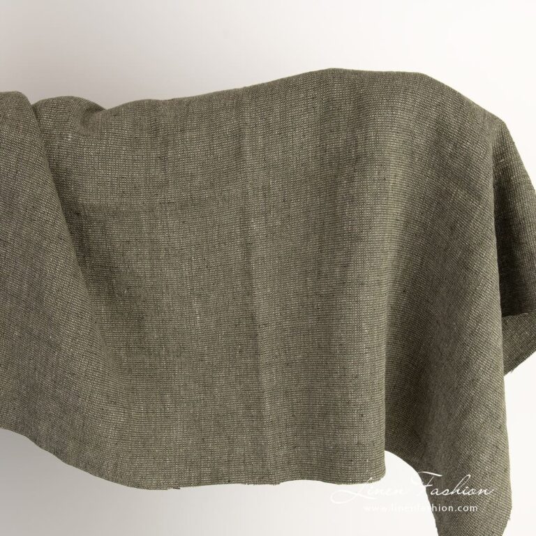 Moss green linen fabric