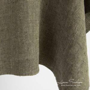 Moss green linen fabric, washed