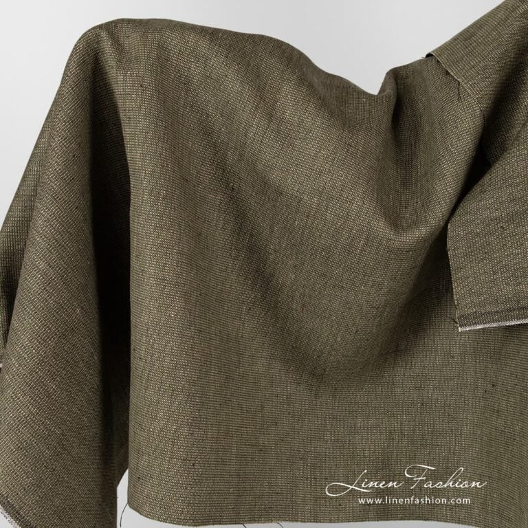 Linen fabric greyish green melange.
