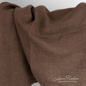 Linstoff i brungrønn og fiolett melange vasket 10 Linen fabric in green and violet melange