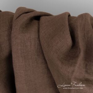 Linstoff i brungrønn og fiolett melange vasket 11 Linen fabric in green and violet melange, plain weave pattern