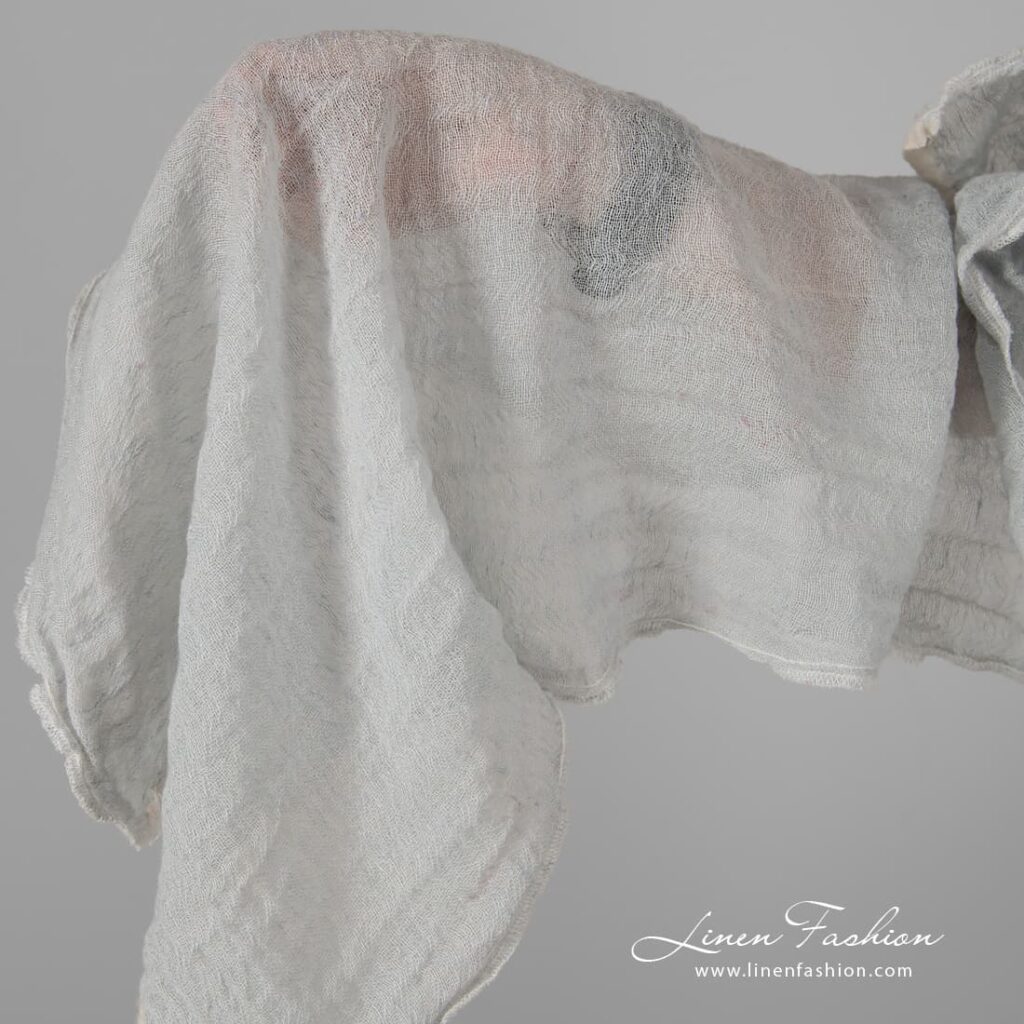 Linen wool pale green fabric, washed.