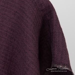 Eggplant linen fabric in tweed, washed