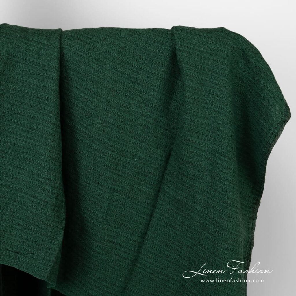 Forest green linen fabric