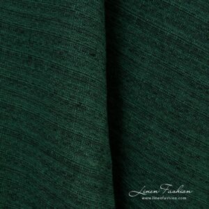 Forest green linen fabric in tweed