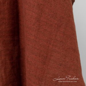 Red linen fabric, washed