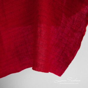 Red linen fabric, washed