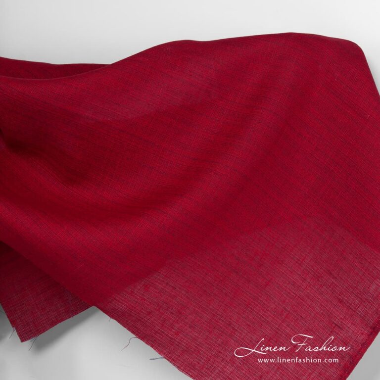 Red melange linen fabric.
