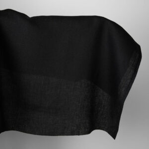 Linen fabric solid black waffle