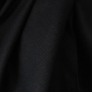 Linen fabric solid black waffle close up detail