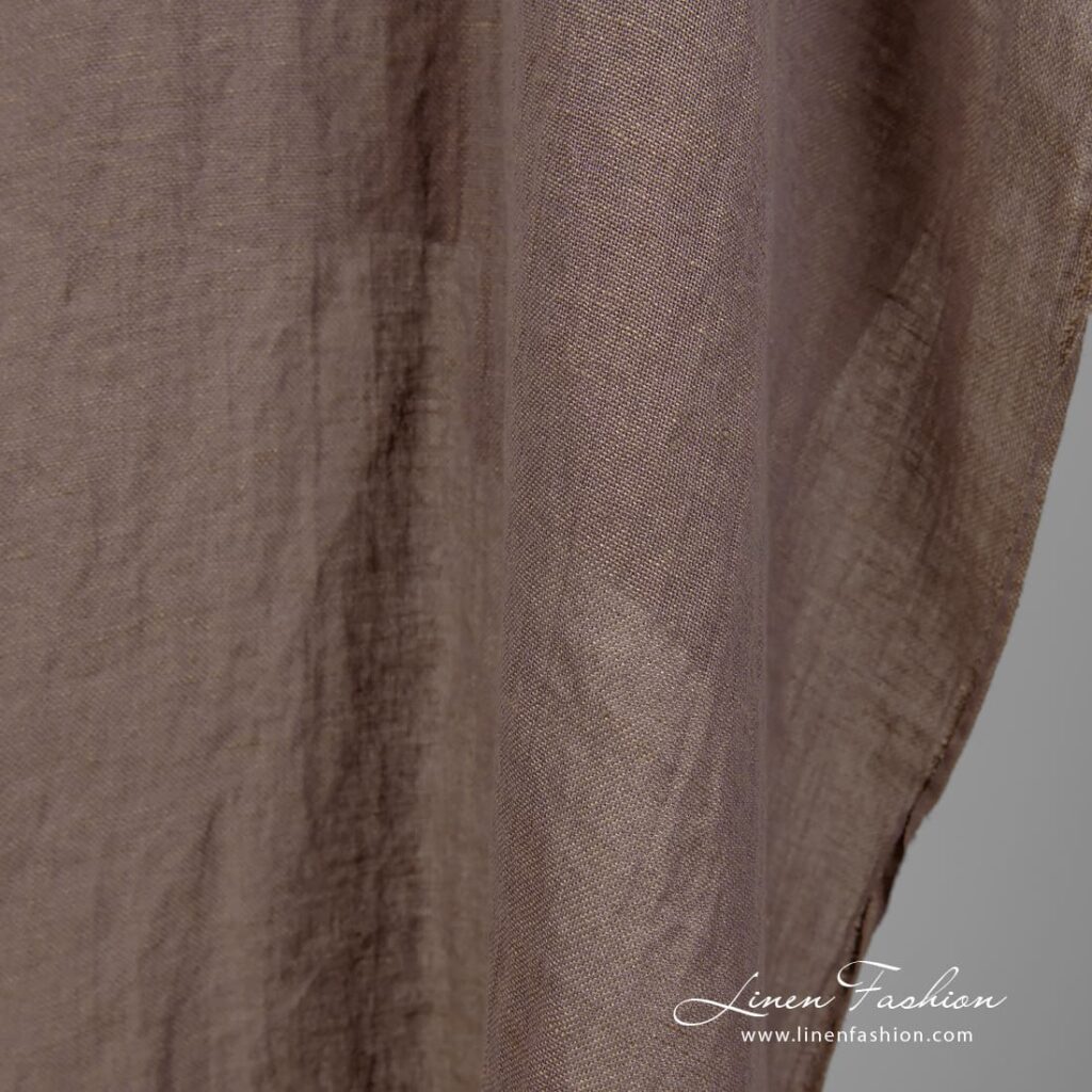 Gråfiolett lin-bomullsstoff vasket 4 Linen cotton fabric in grey violet melange, washed