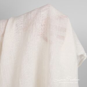 Off-white linen cotton fabric in plain weave, for light clothes, shawls, curtains