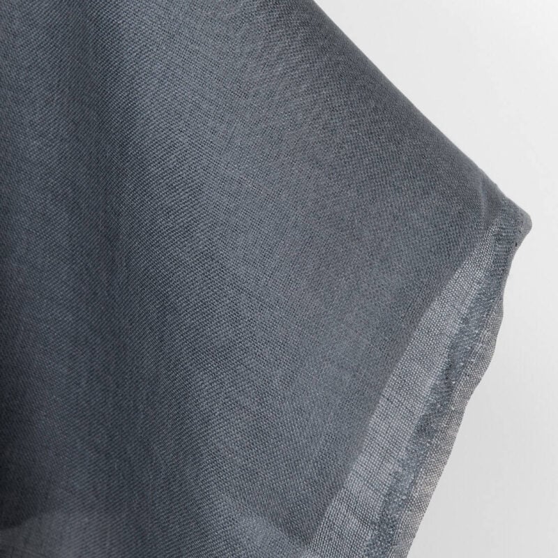 Linen fabric dark grey panama weave, lightweight