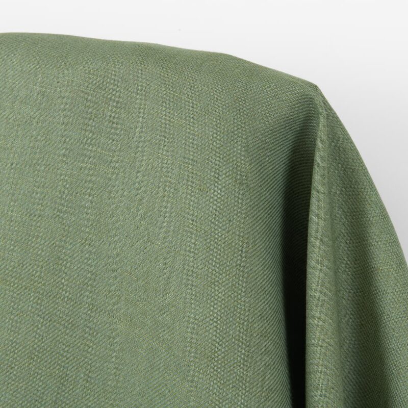 Lin-bomullsstoff salviegrønn og blålig twill