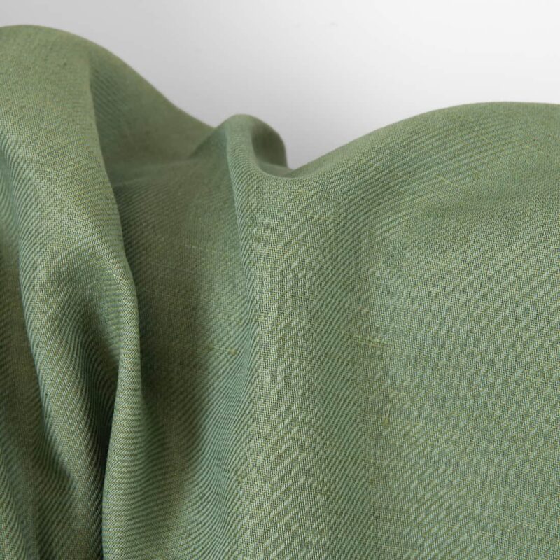 Lin-bomullsstoff salviegrønn og blålig twill