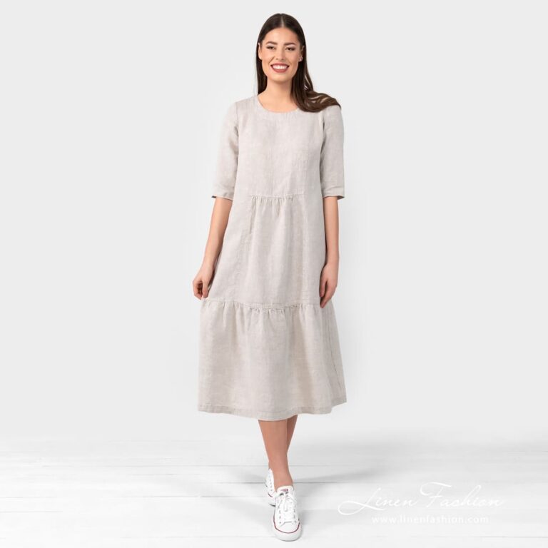 SERENA natural color linen dress