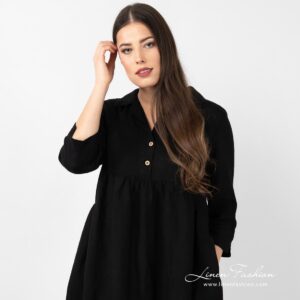 MONTANA black linen dress