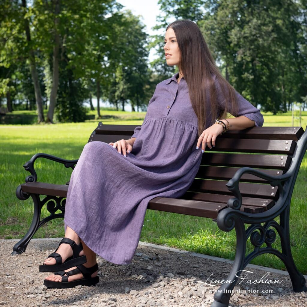 MONTANA INA violet linen dress