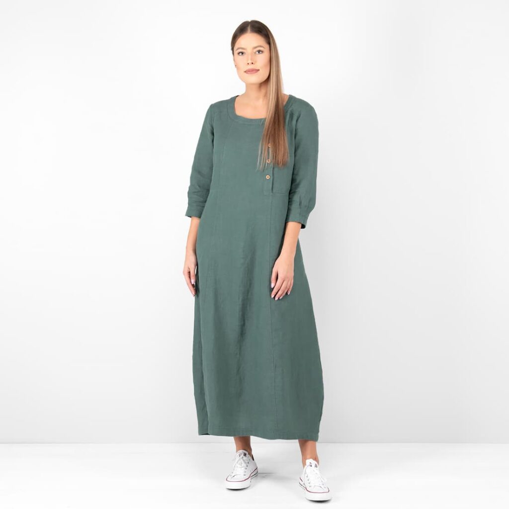 long green linen dress