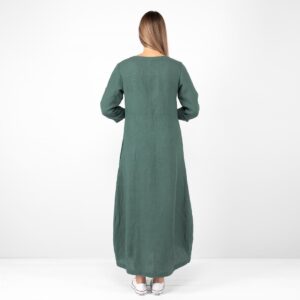 long green linen dress, from backside