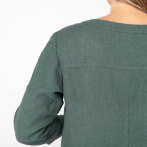long green linen dress, back