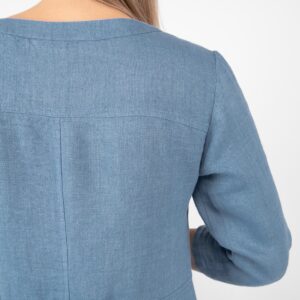 long jeans blue linen dress, back