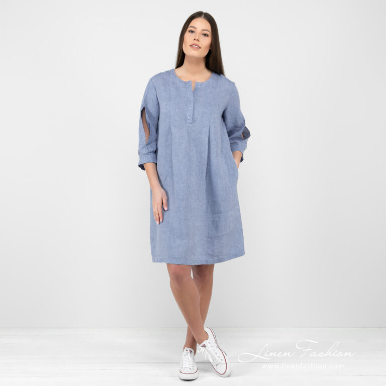 light blue linen dress.