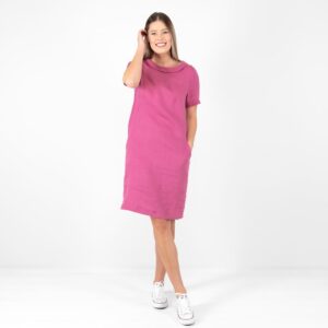 fuchsia pink linen dress