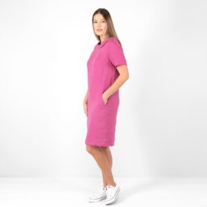 fuchsia pink linen dress washed