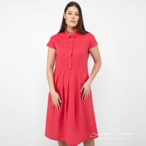 raspberry linen dress washed.