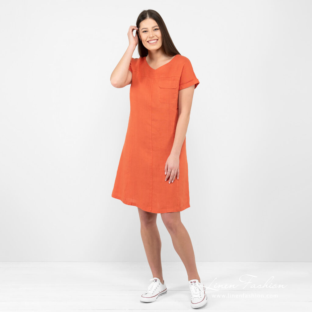 linen orange dress.