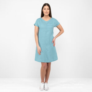 turquoise linen dress.