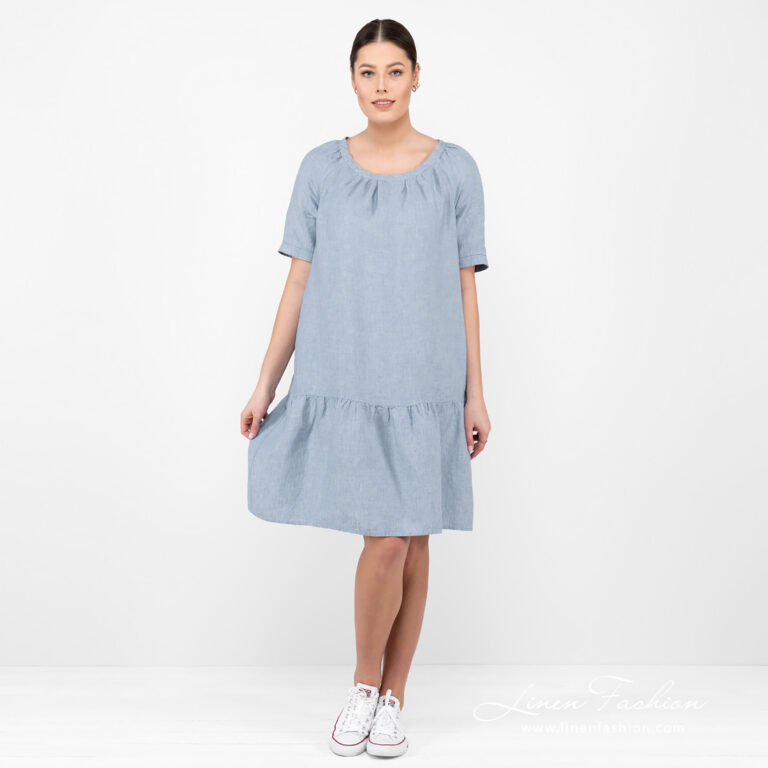 linen blue dress.