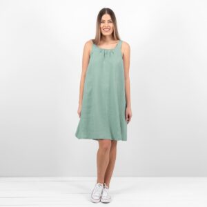 aqua linen dress sleevless