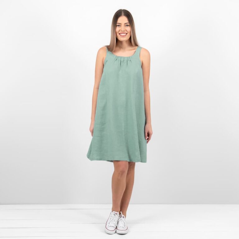 aqua linen dress sleevless