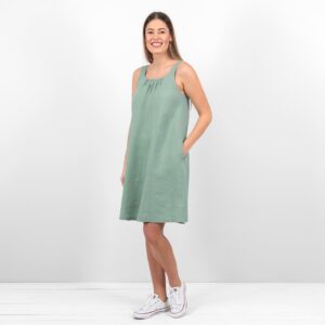 aqua linen dress sleevless Mina