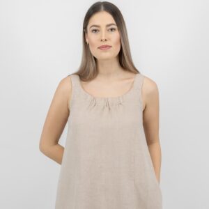 sand linen dress sleevless washed