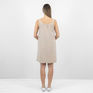 sand linen dress sleevless from backside