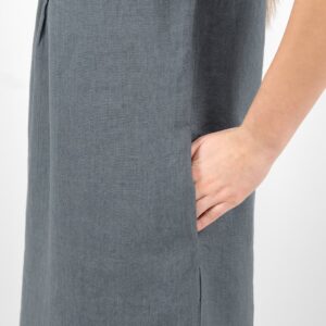 dark grey linen dress side pockets