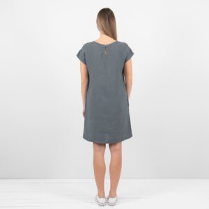 dark grey linen dress from backside