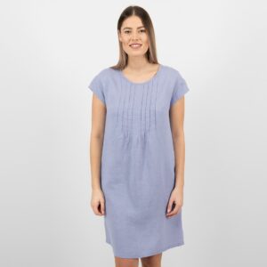 light blue linen dress short sleeves