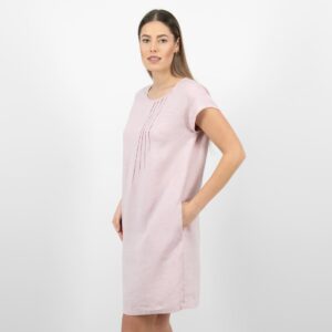 linen rose dress short sleeves