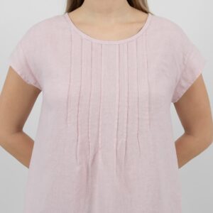 linen rose dress pleats on front