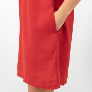 red linen dress sode pockets