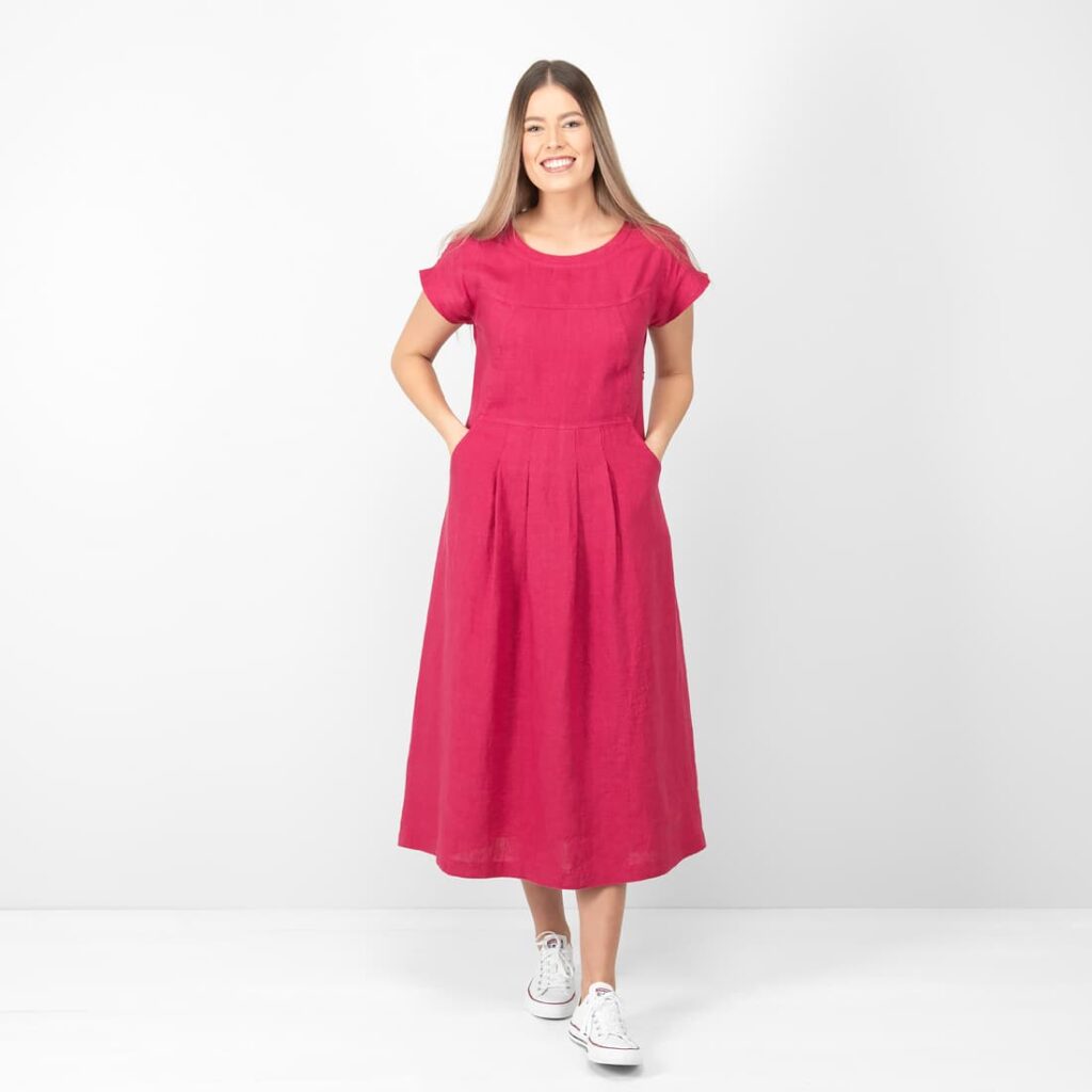 long red linen dress