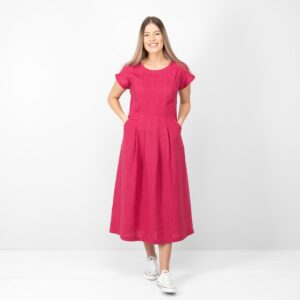 long red linen dress